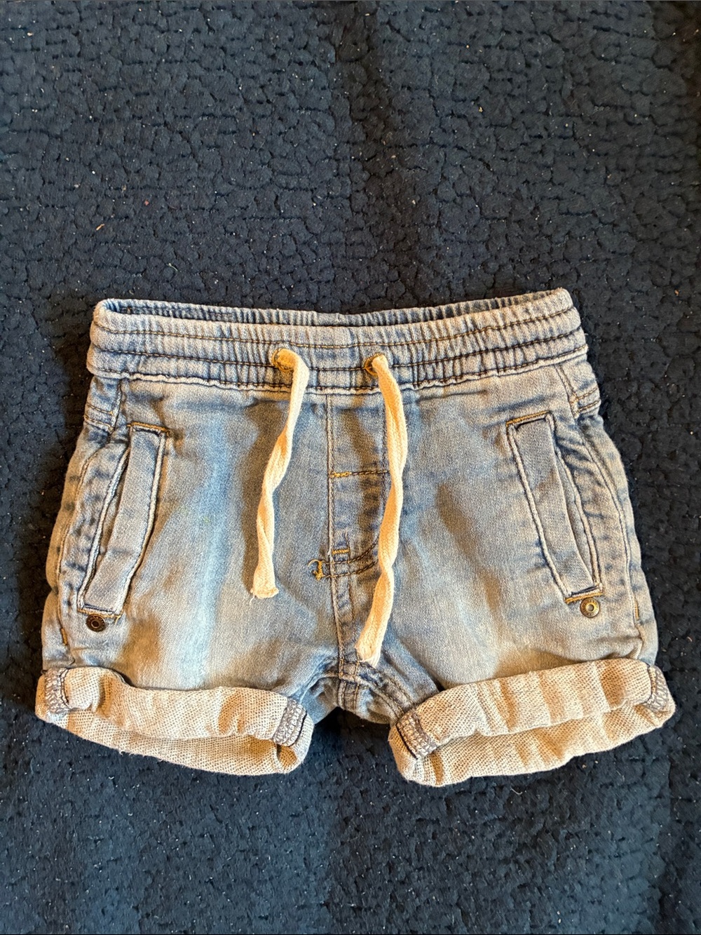 Minymo Kids Light Wash Denim-Style Pull-On Shorts with Drawstring